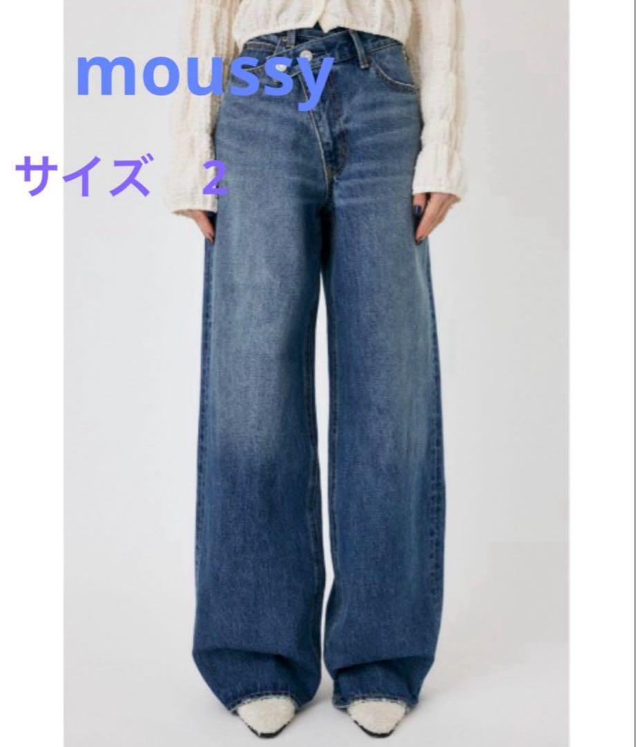 パンツ moussy CROSS WAIST WIDE STRAIGHT