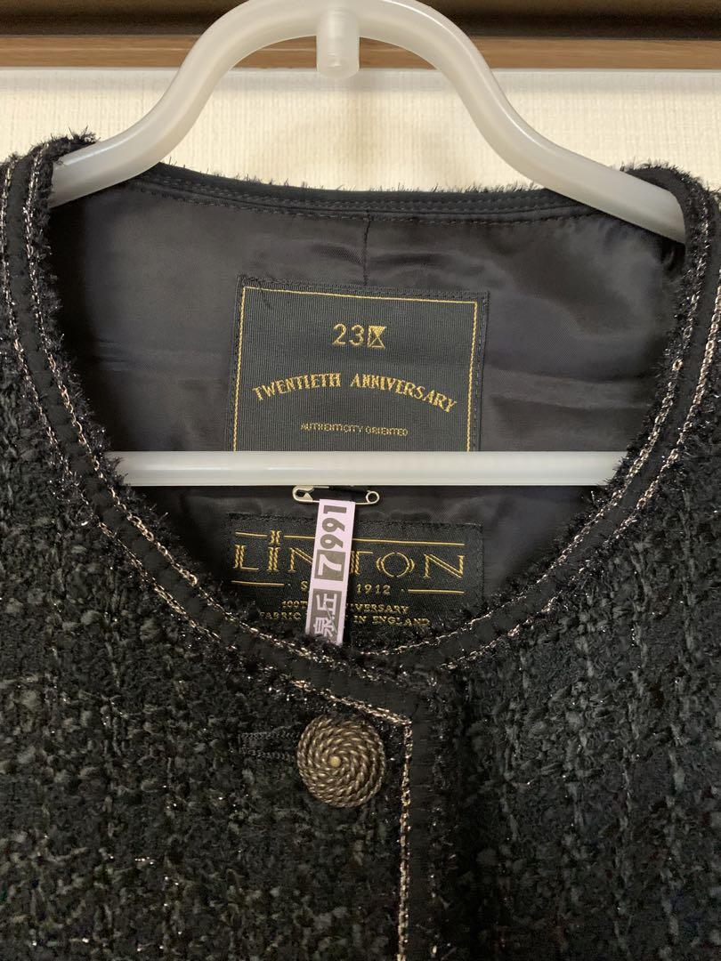23区LINTONツイードノーカラージャケット 希少サイズ46｜レディース