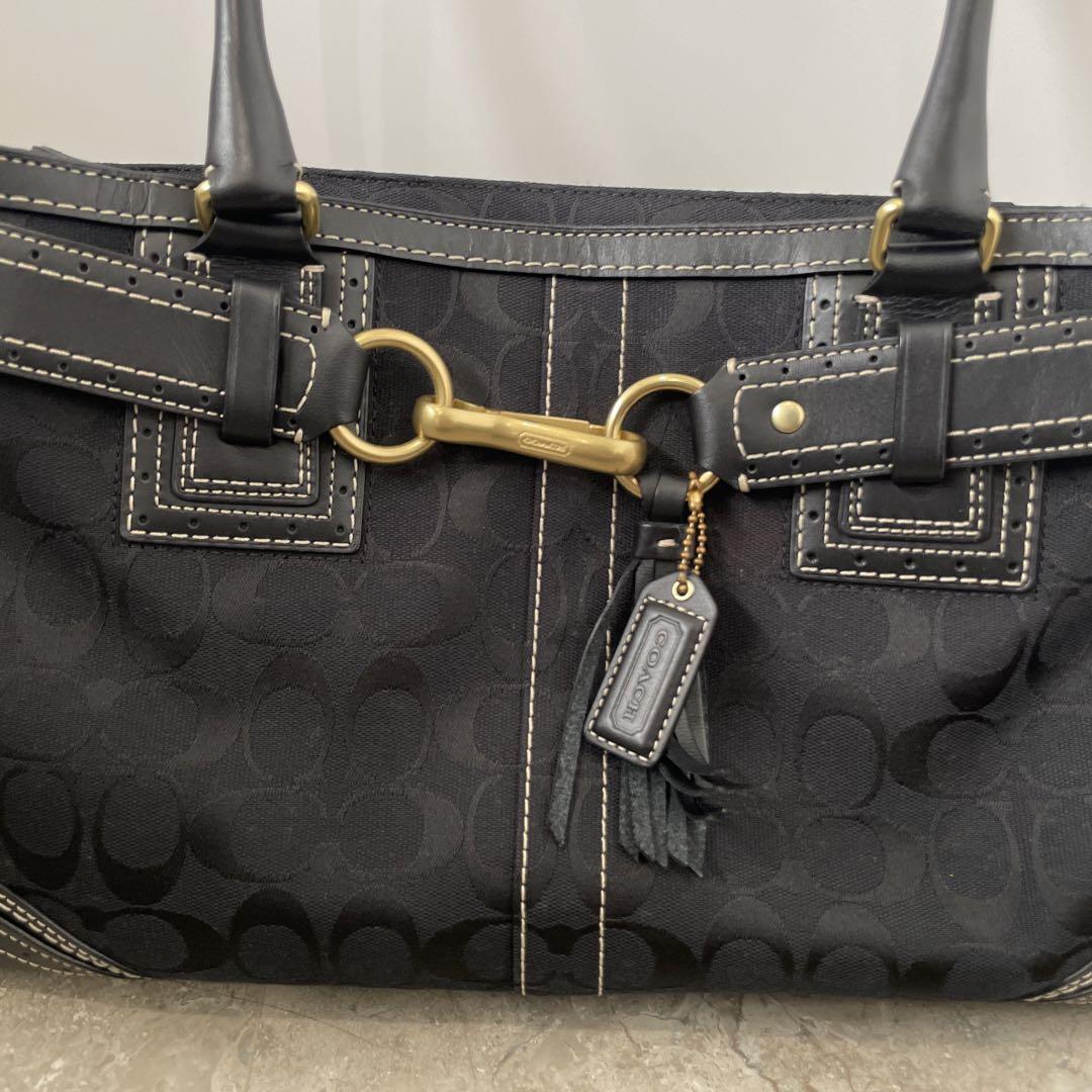 美品】 COACH コーチ ハンドバッグ レザー シグネチャー 肩掛け