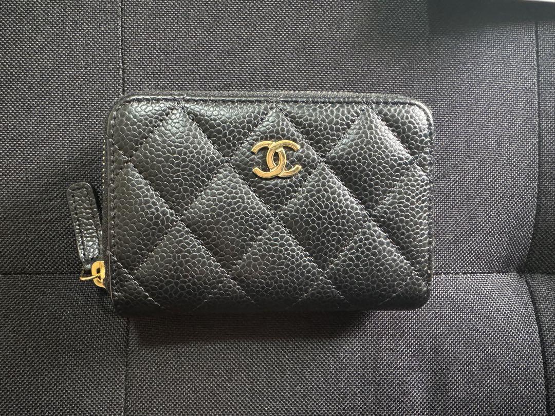 CHANEL ジップコインケース キャビアスキン ブラック ゴールド 小物