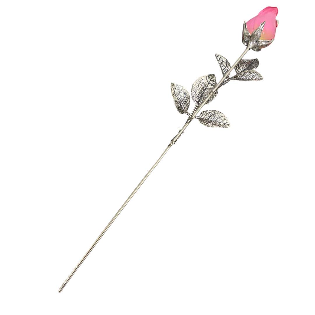 希少!銀座 和光 WAKO シルバー925 薔薇 造花 ピンク 銀製品 飾り 希少!銀座 和光 WAKO シルバー925 薔薇 造花 ピンク 銀製品 飾り