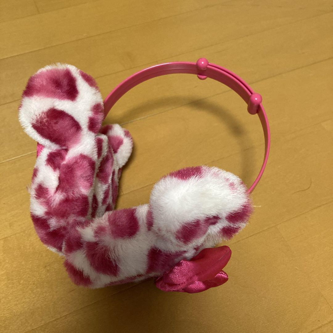 ディズニー ヒョウ柄 イヤーマフ 耳当て ピンク リボン