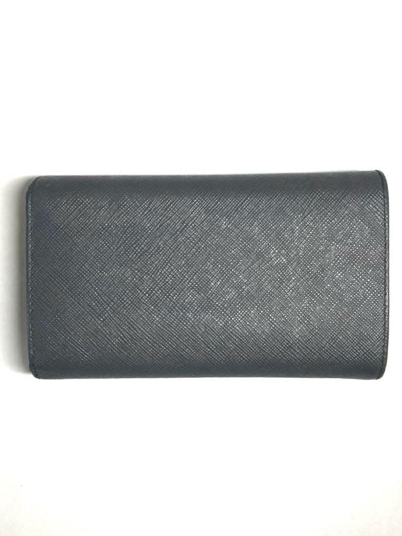 良品　PRADA プラダ　サフィアーノ　レザー　三つ折り財布　グレー系