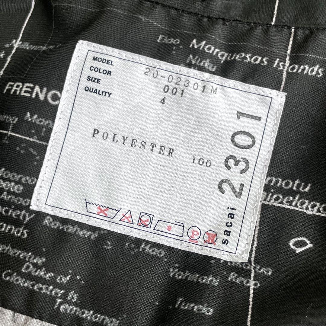 ★美品★ sacai 20ss プリント ワールドマップ ドローコードシャツ 4 ☆美品☆ sacai 20ss プリント ワールドマップ ドローコード