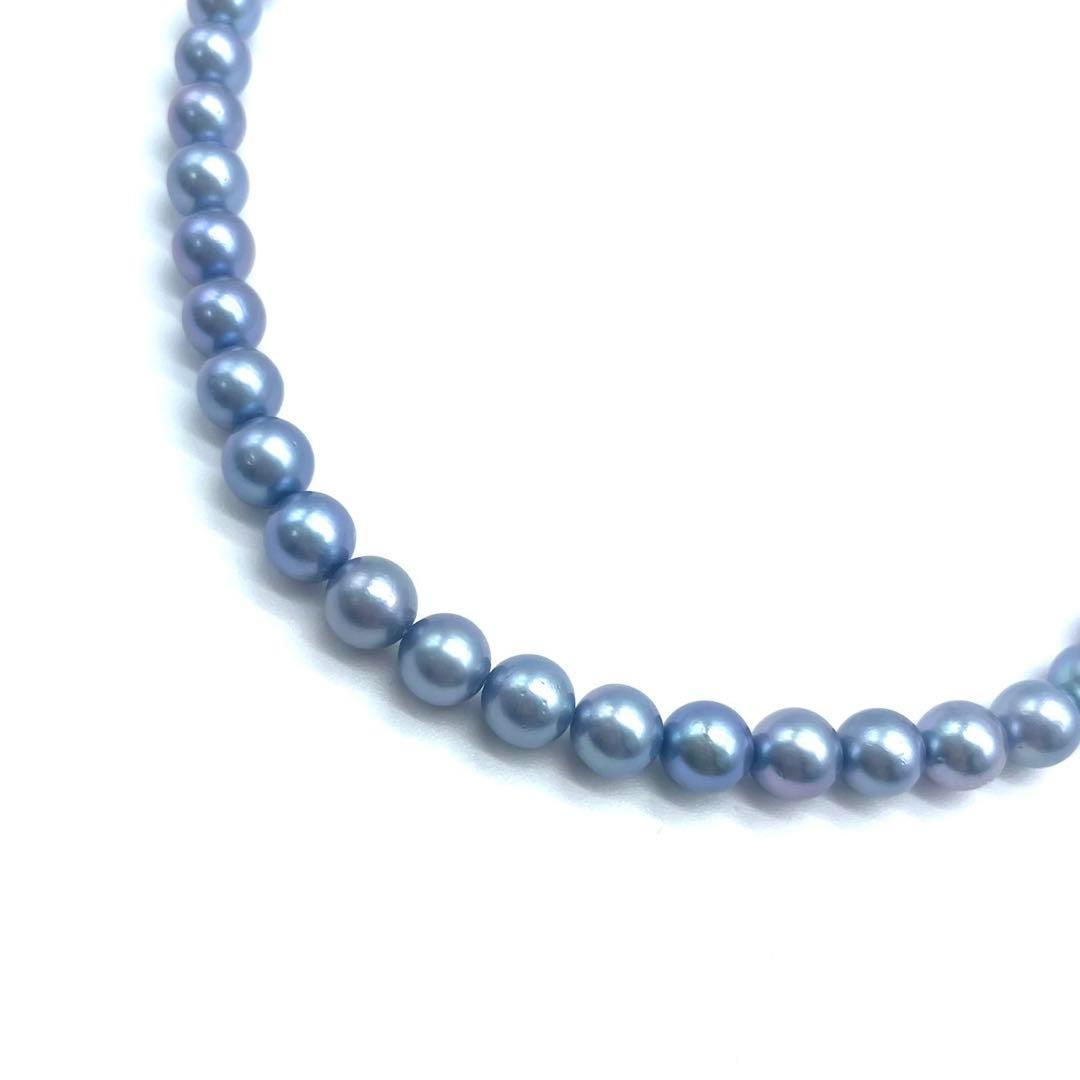 照り強✨あこや真珠 ブルーグレー 7.0-7.4mm ネックレス シルバー刻印 真珠 パール ネックレス あこや真珠7.5mm-8mm ブルーグレー