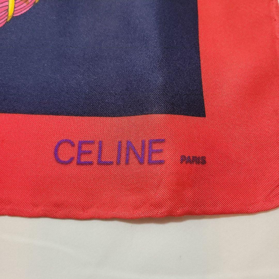CELINE シルクスカーフ レッド ネイビー CELINE シルクスカーフ ネイビー レッド - メルカリ
