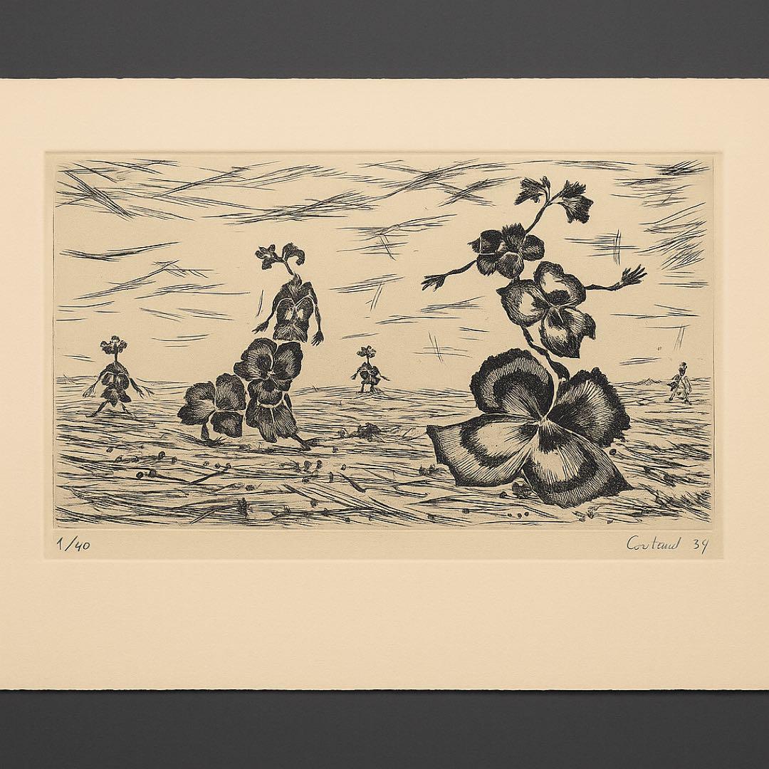1|40 R.クータウ 銅版画 幻想的人物画 エッチング 1959年