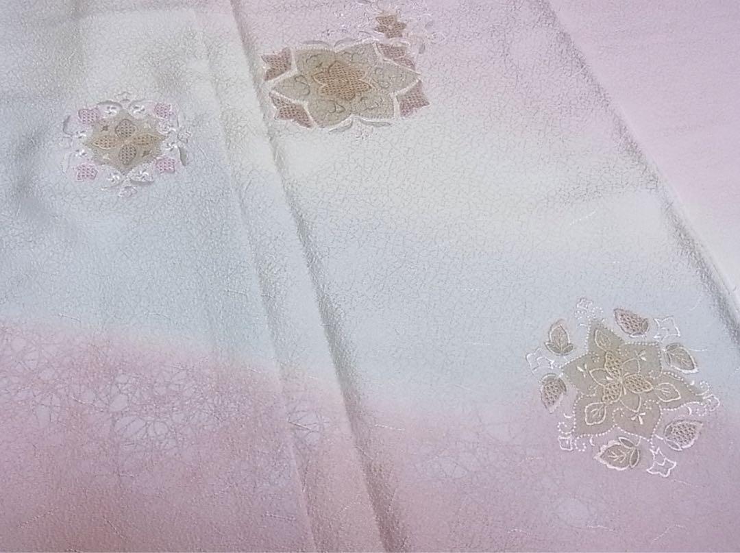 ♦︎きもの結♦︎汕頭刺繍 訪問着 総刺繍 正倉院花文 暈し染 未