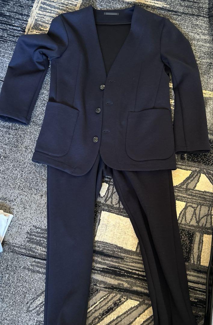 パジャマスーツネイビー ジャケットとパンツのセット M