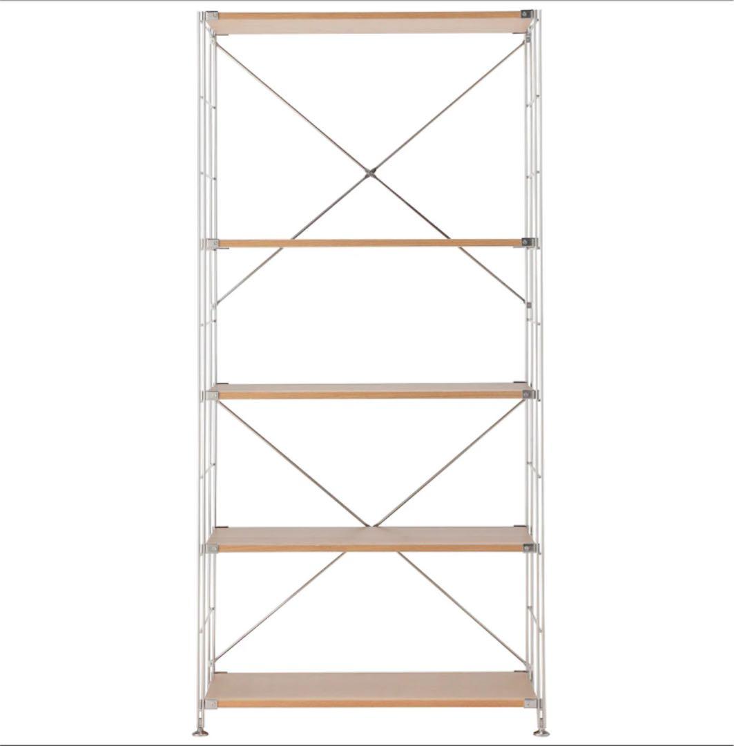 美品★無印 ステンレスユニットシェルフ・タモ材棚セット・ワイド・大(11275円)