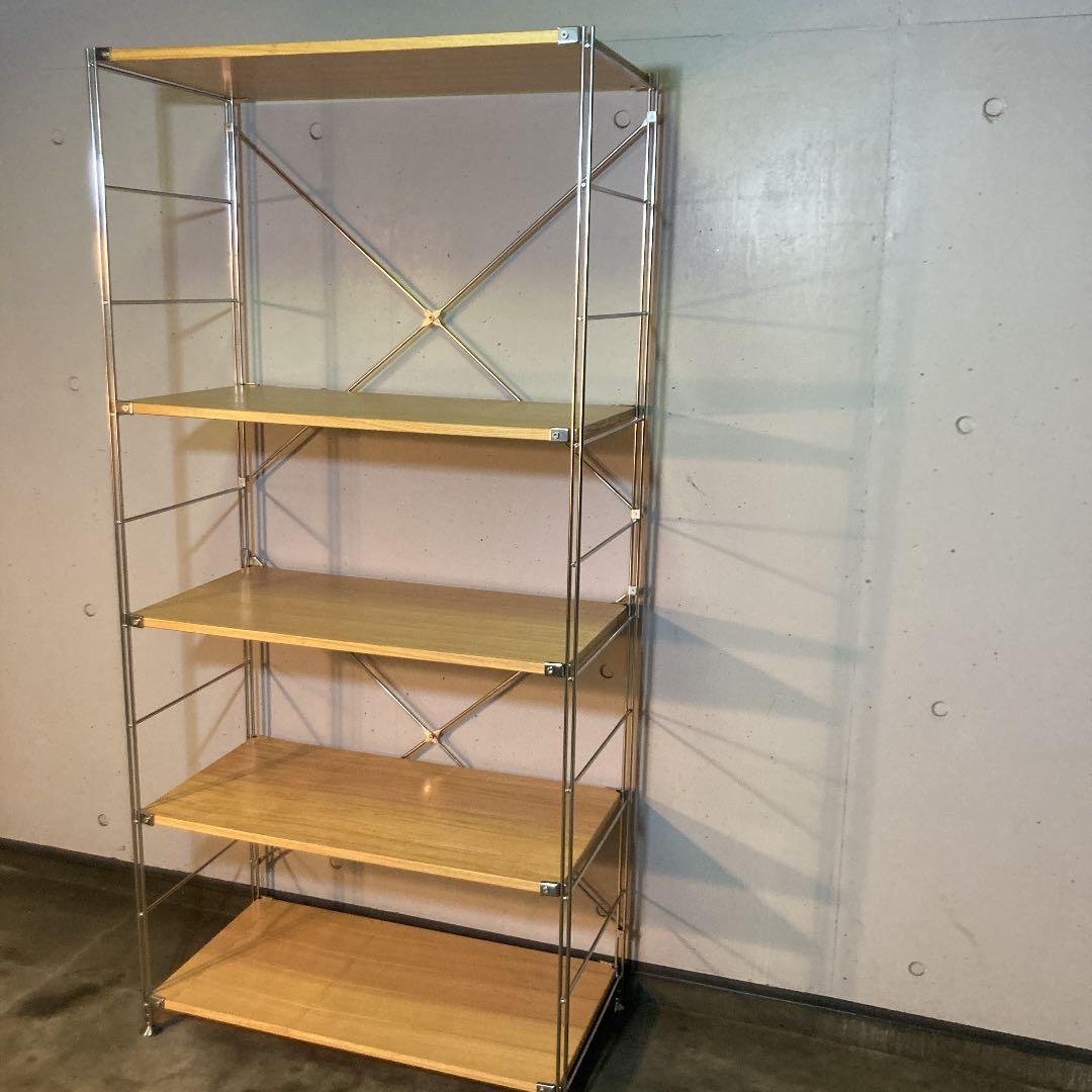 美品★無印 ステンレスユニットシェルフ・タモ材棚セット・ワイド・大(11275円)