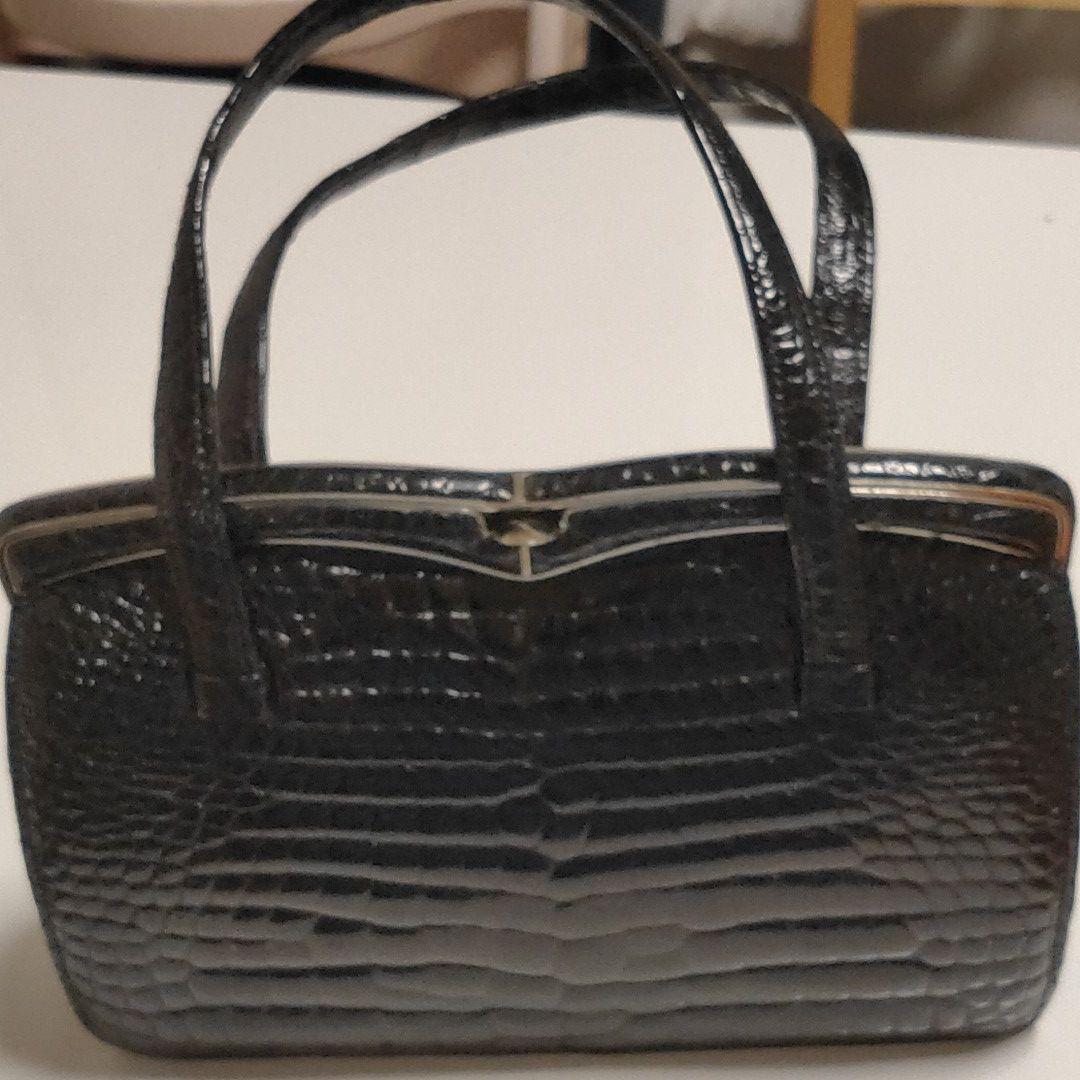 ハンドバッグ クロコダイル ブラック