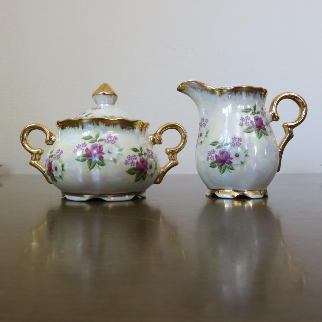 カップアンドソーサー ポット ミルクポット シュガーポット セット 金彩