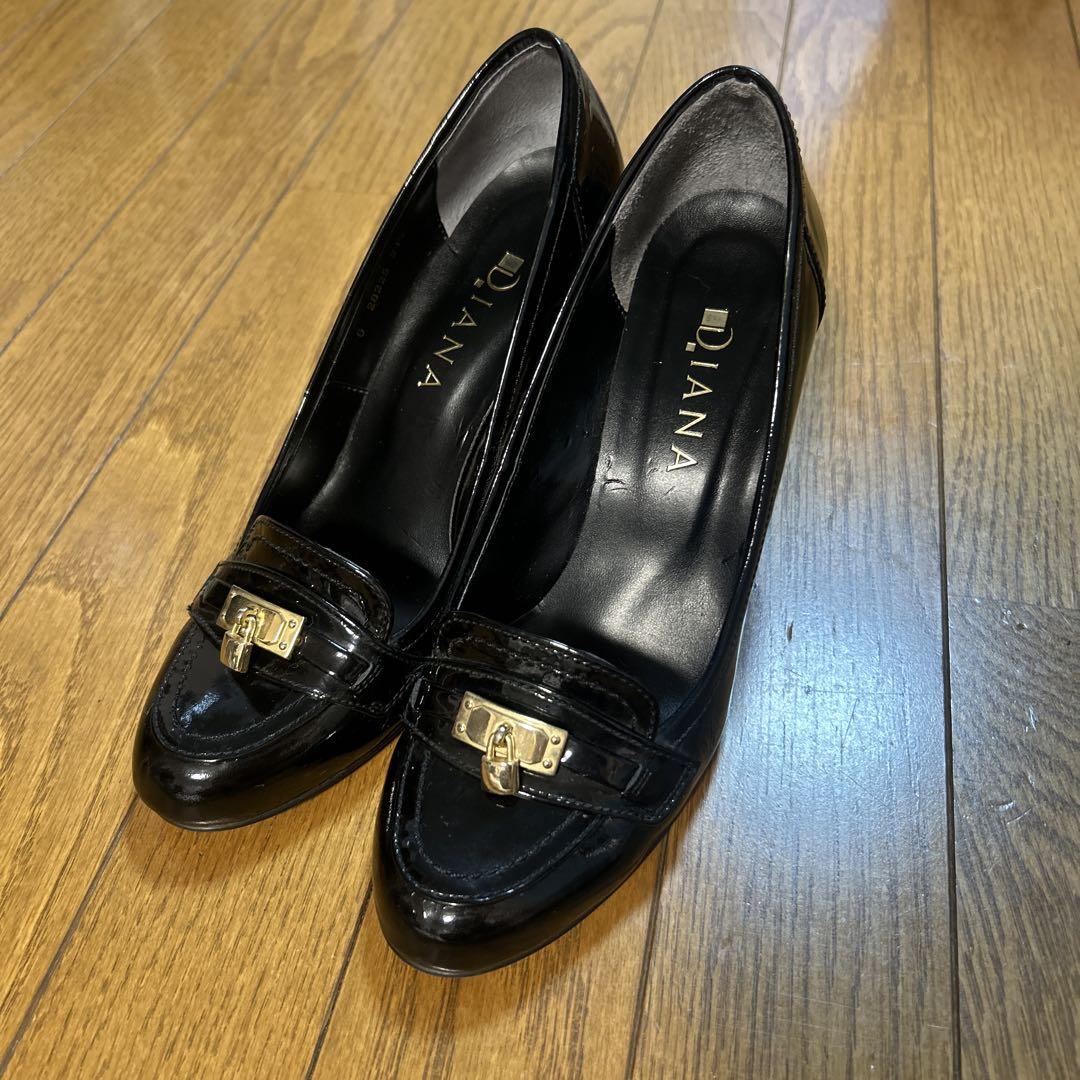 韓国ブランド通販サイト ハイヒール エナメル 黒 DIANA パンプス メルカリ - 24.5cm 靴