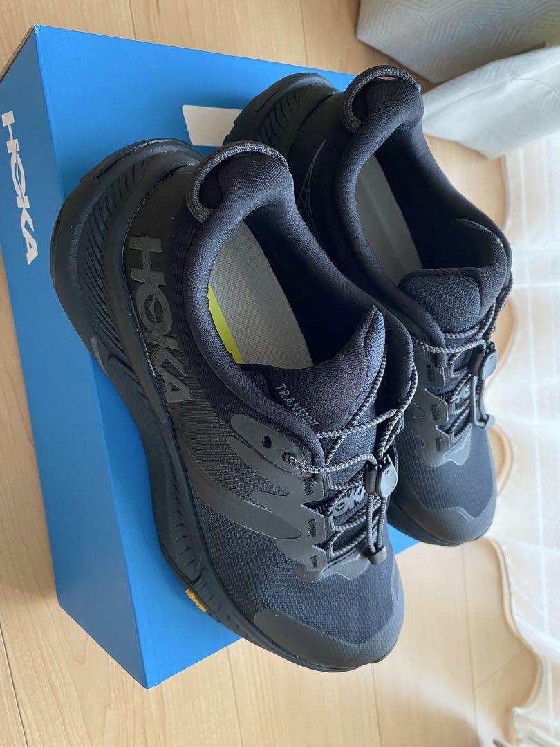 HOKA Vibramソール付きブラックトレイルシューズ HOKA トレイルランニングシューズ ブラック アウトドアシューズ