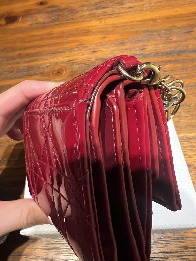 【最終値下げ】Dior ロータスウォレット カナージュ エナメル 三つ折り財布
