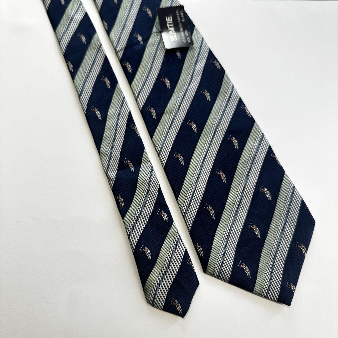 Brioni ネイビー ホワイト ストライプ レジメンタルタイ　ネクタイ 新品 SLIMTIE ネクタイ ネイビーホワイト ストライプ レジ