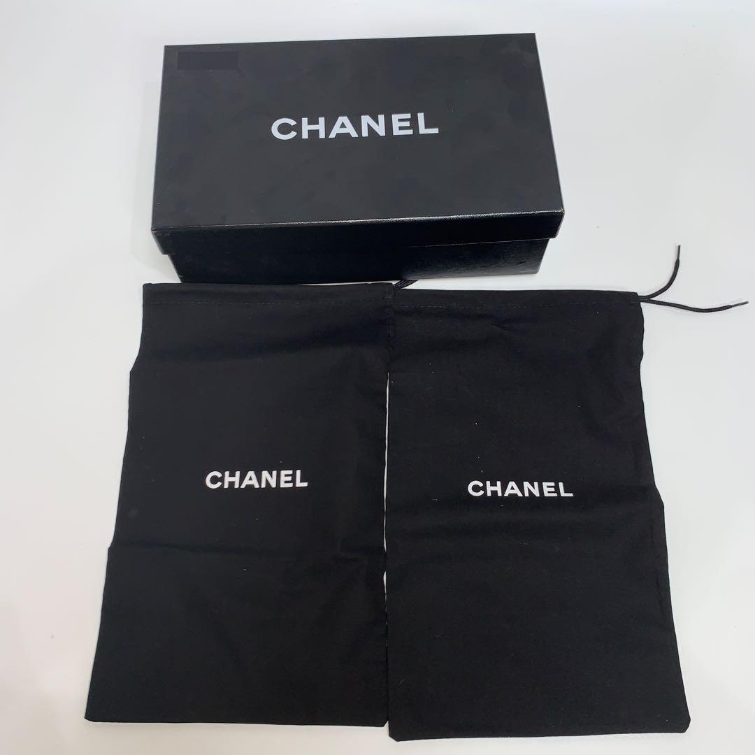 CHANELシャネル フラットシューズ 黒 レザー キルティング#37.5