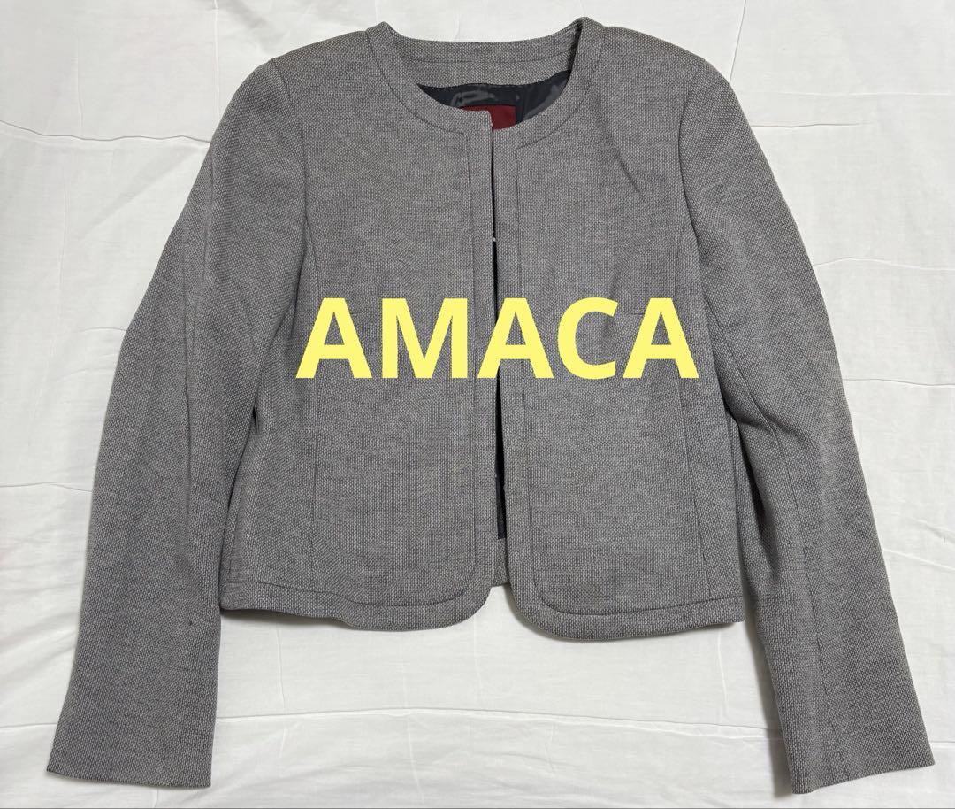 AMACA ノーカラー ジャケット フォーマル アマカ 三陽商会 38