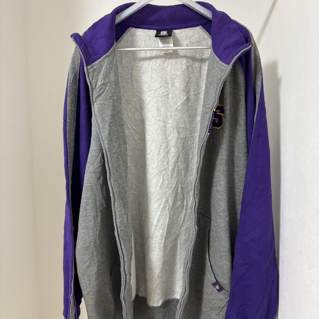 USA古着　NFL　パーカー　VIKINGS プリント パープル　グレー