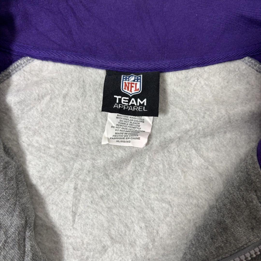 USA古着　NFL　パーカー　VIKINGS プリント パープル　グレー
