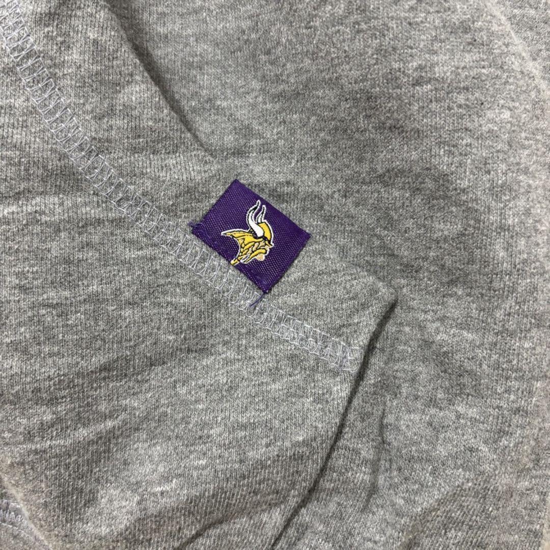 USA古着　NFL　パーカー　VIKINGS プリント パープル　グレー