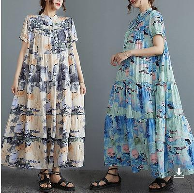 大きいサイズ レディース 春夏 ロング ワンピース 半袖 マタニティ