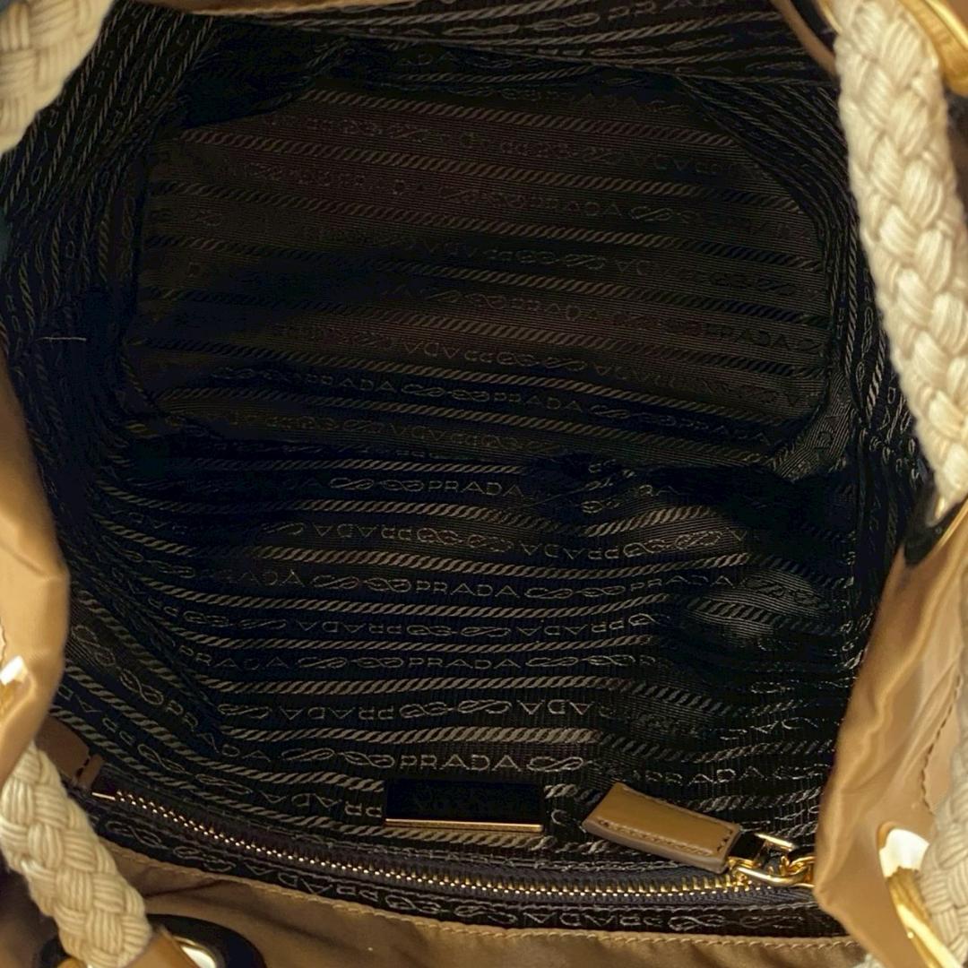 未使用保管品 袋付 プラダ 三角ロゴ ナイロン ショルダーバッグ ブラウン
