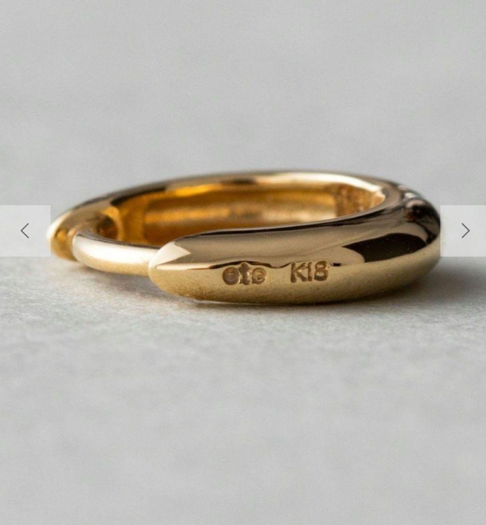 ete イエローゴールド フープピアス　K18　18金