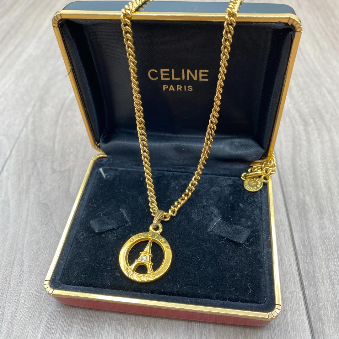 ◆CELINE エッフェル塔ネックレス ゴールド　ペンダント　箱あり