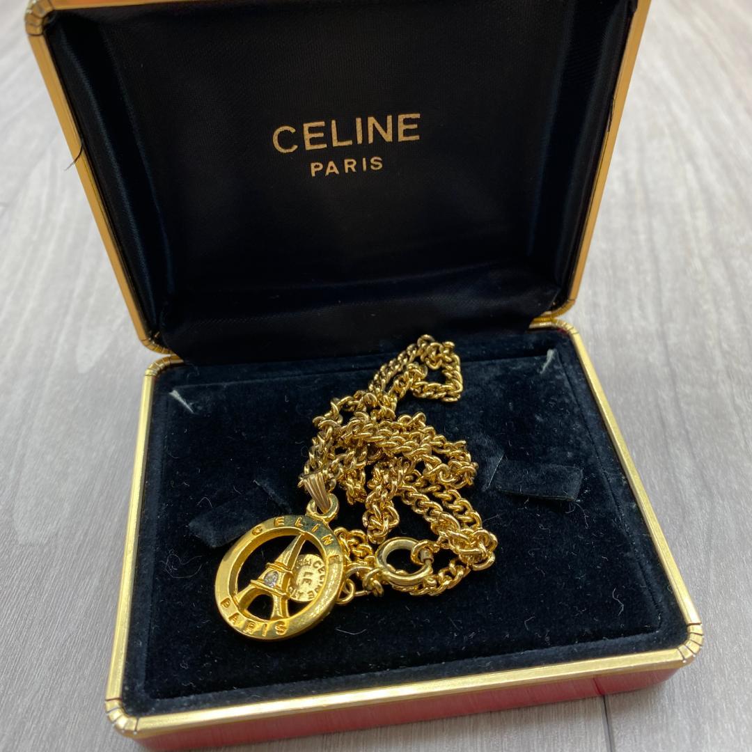 ◆CELINE エッフェル塔ネックレス ゴールド　ペンダント　箱あり