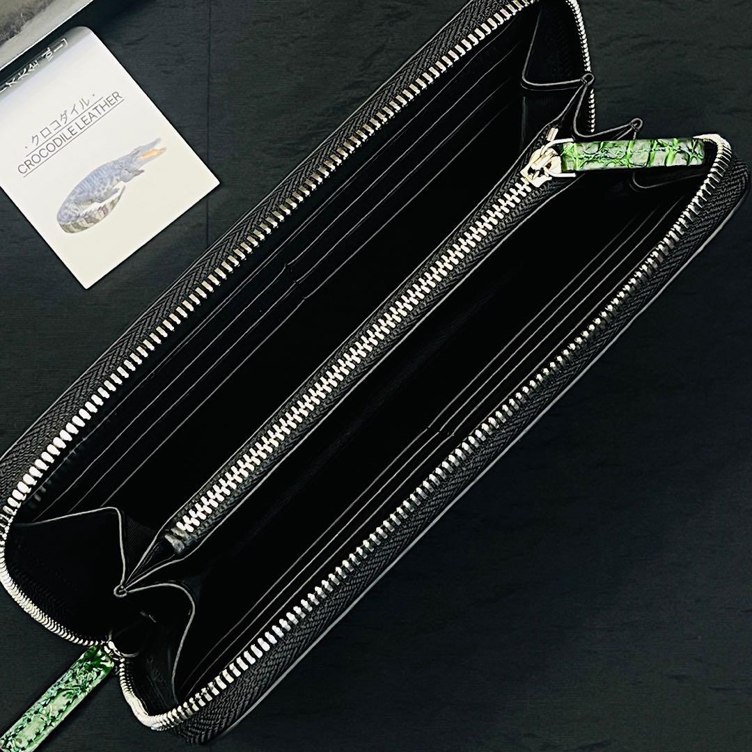実物撮影 一枚革 クロコダイル メンズ長財布 ラウンドファスナー 新品