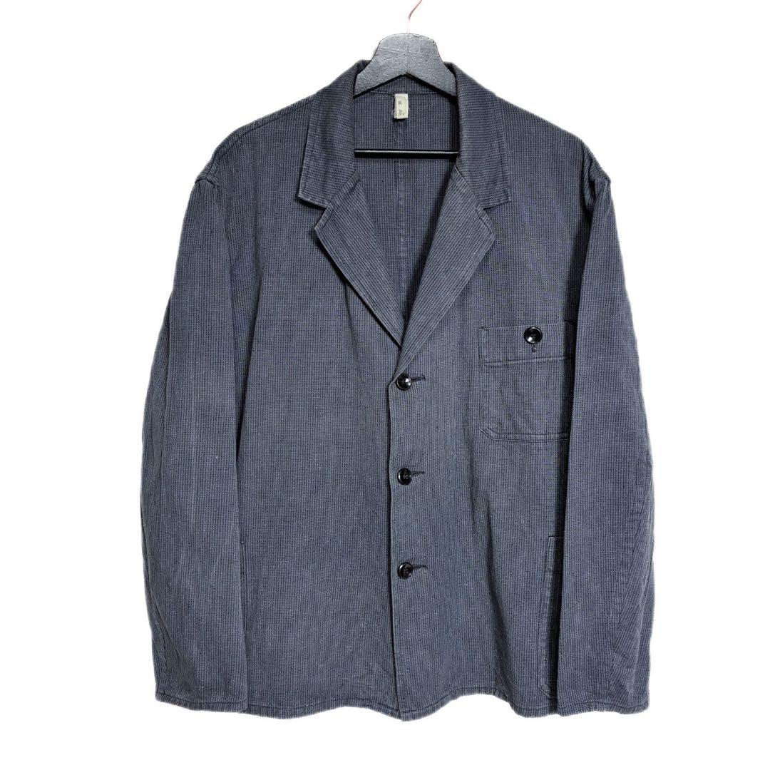 70s ユーロヴィンテージ ストライプ ワークジャケット XL相当 カバーオールXL LL