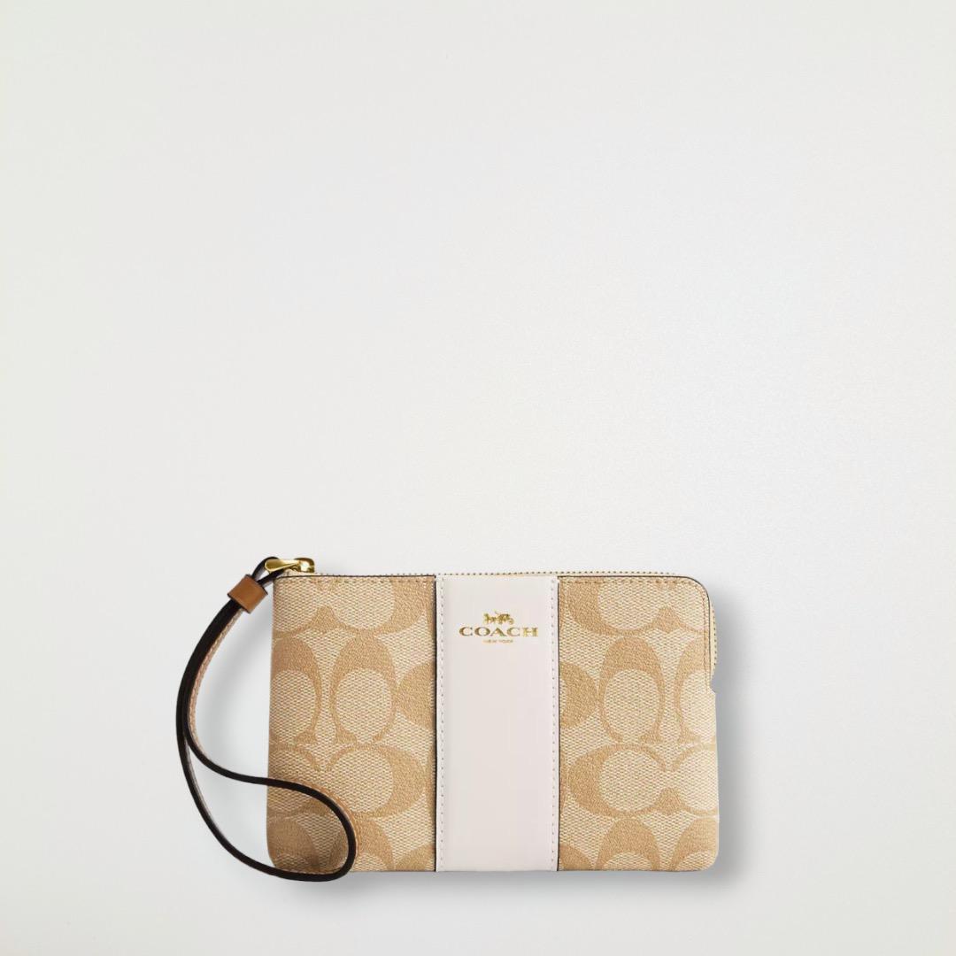 COACH コーナー ジップ リストレット シグネチャー キャンバス