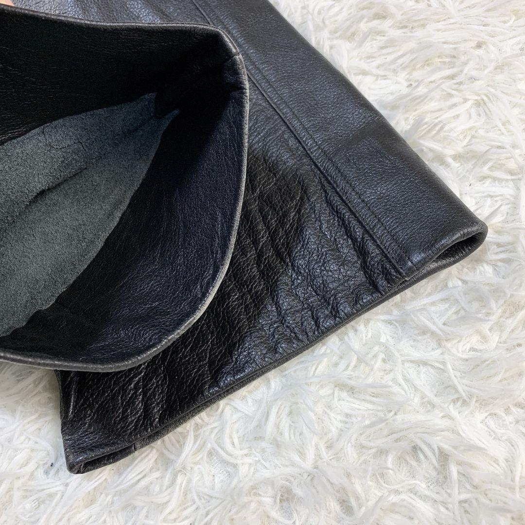 SPOON レザーライダースパンツ 牛革 黒 プロテクター付き XL