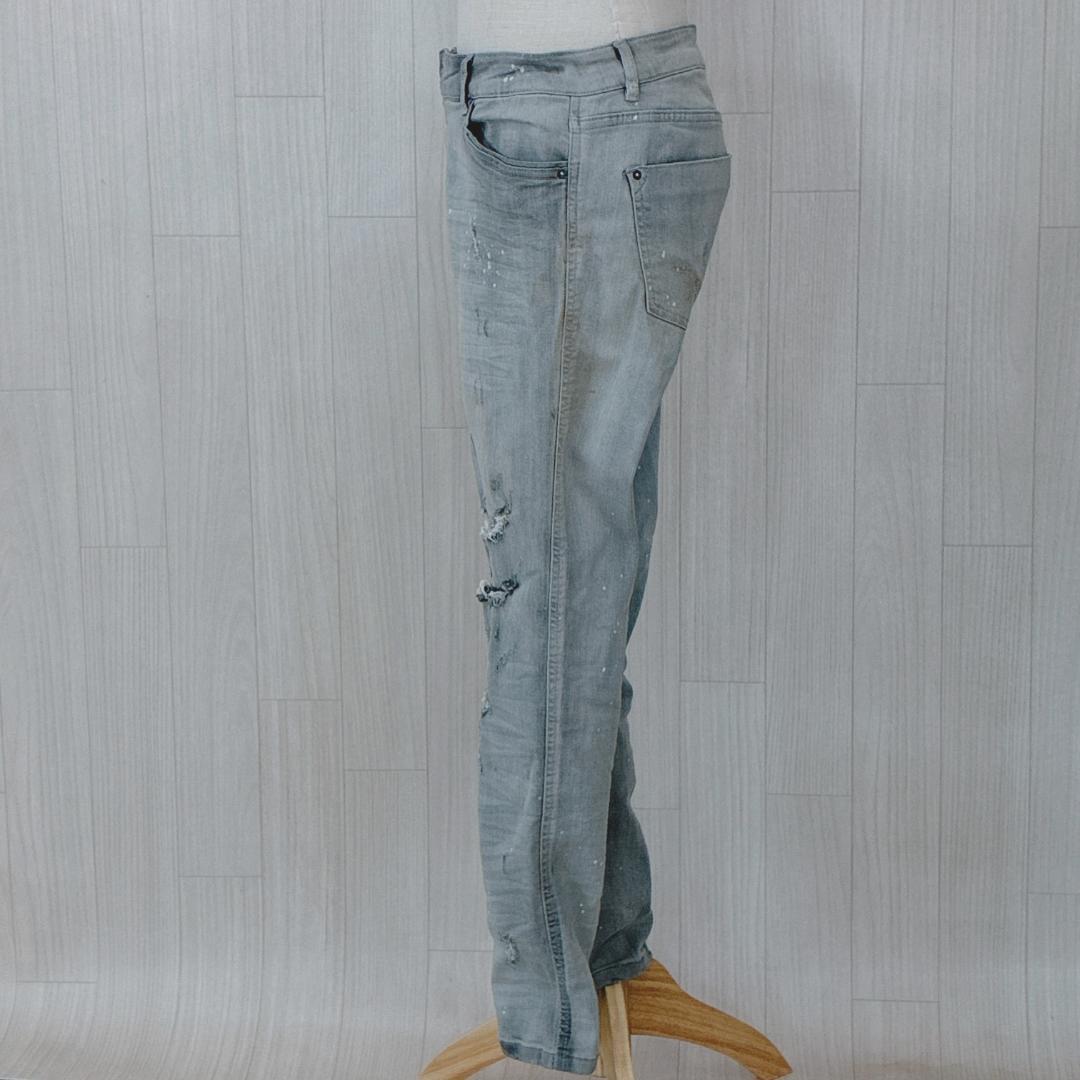 Z1975 ZARA ザラ ダメージジーンズ 裾ファスナー ポケット多数