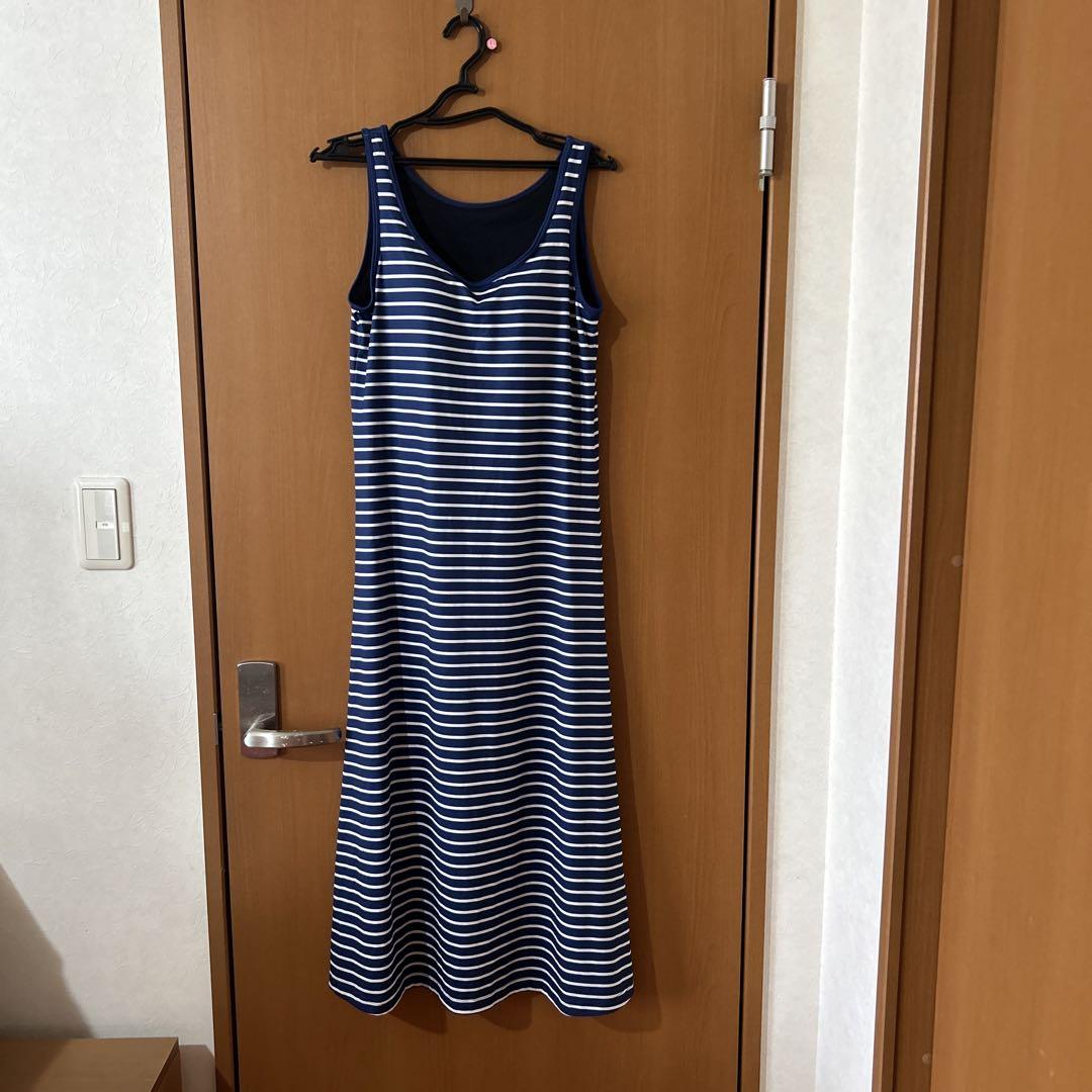 ブラカップ付き ノースリーブ ワンピース ボーダー レディース 画像1
