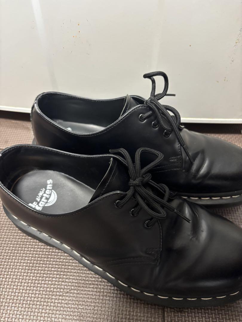 Dr. Martens ブラック レースアップシューズ 白ステッチ