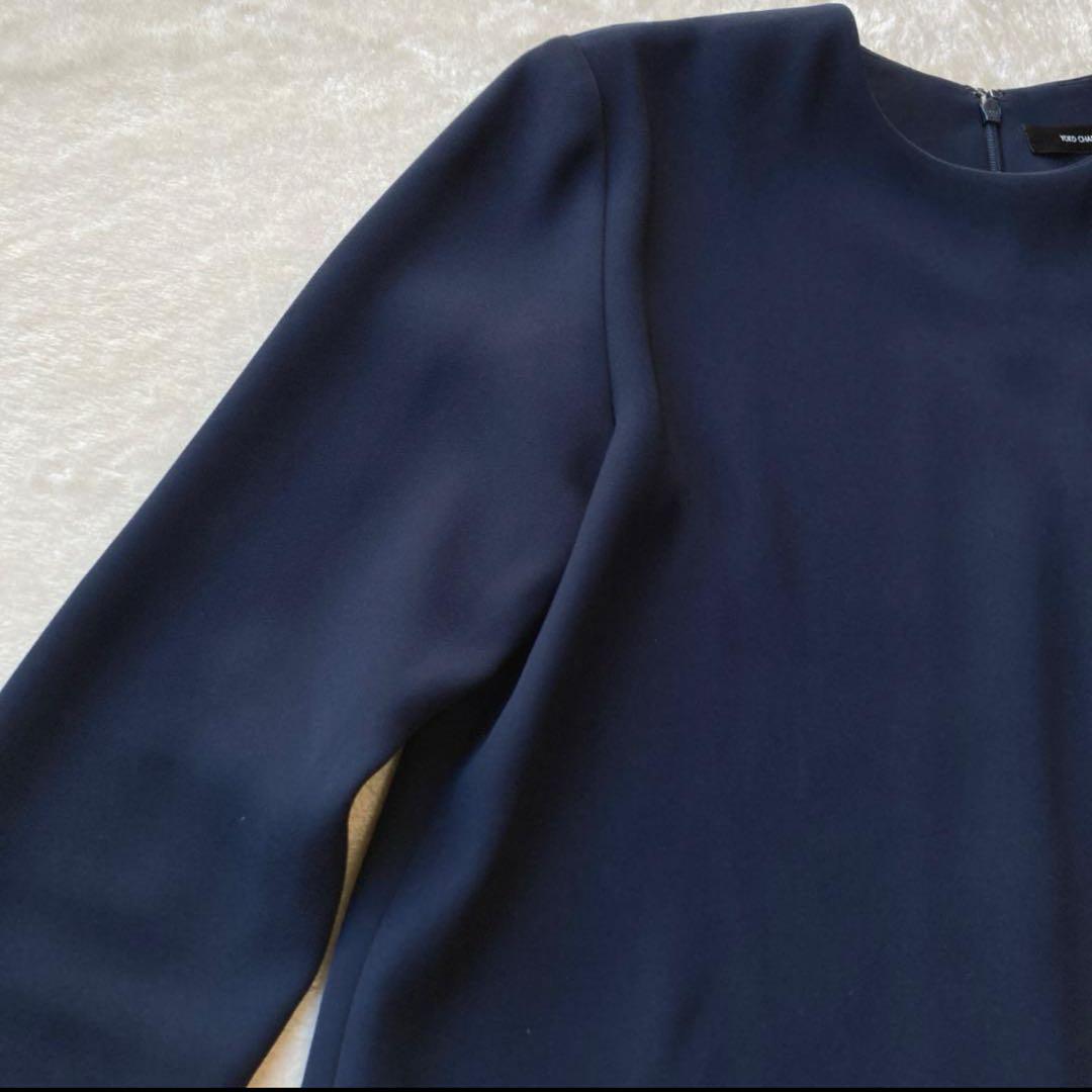 1274 美品 ヨーコチャン スカラップ ワンピース ネイビー 清楚 上品 36 1274 美品 ヨーコチャン スカラップ ワンピース ネイビー 清楚