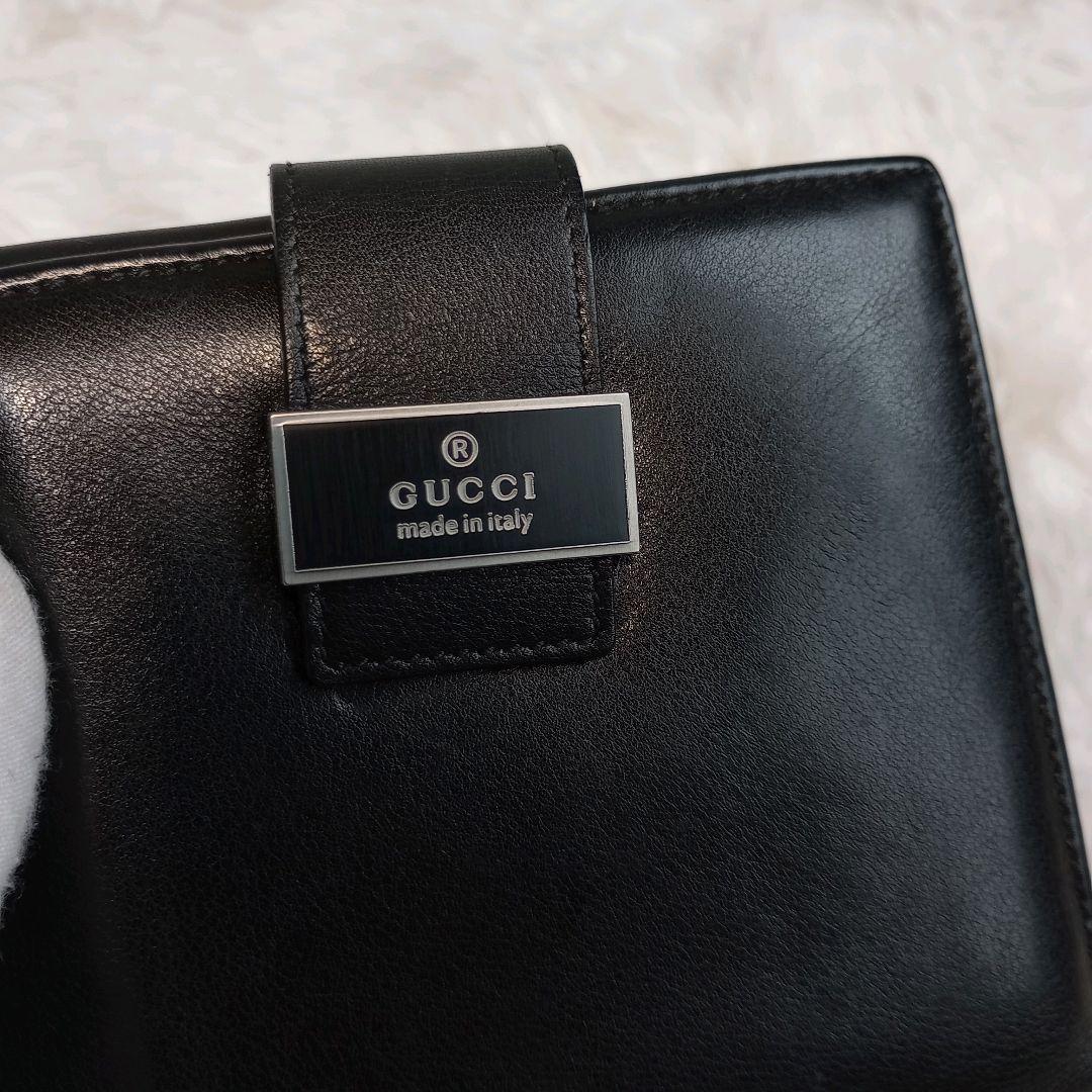 GUCCI 美品 折り財布 メンズ 収納多め レザー ブラック グッチ