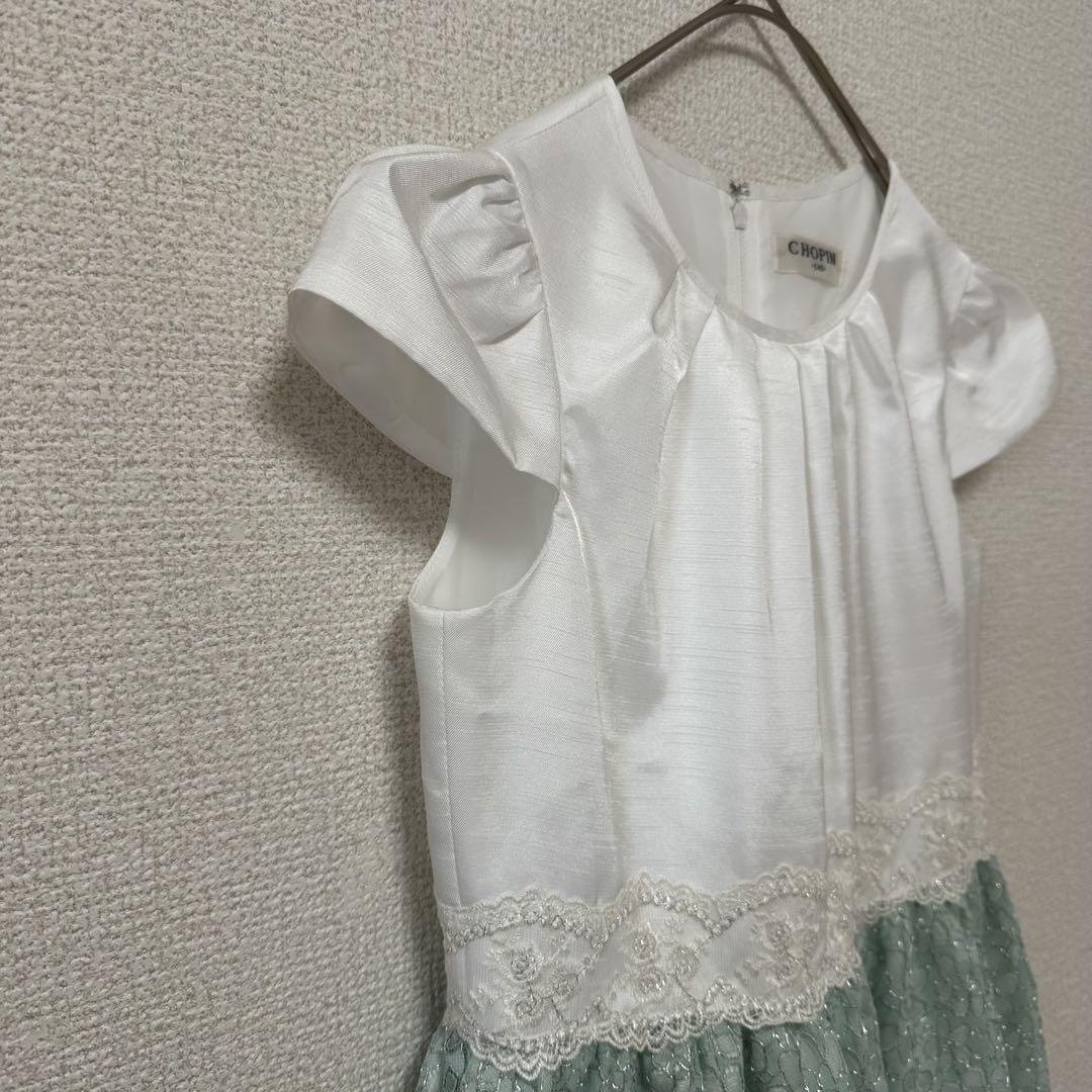 ショパン　キッズ ドレス ワンピース　花柄 レース　ミント　140　発表会