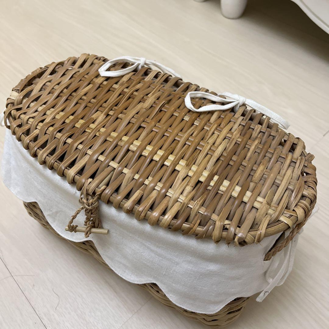 カトリーヌドゥヌアルラタンバスケットLサイズ美品 ラタンバスケット♡ カトリーヌドゥヌアル♡ジェラートピケ♡美
