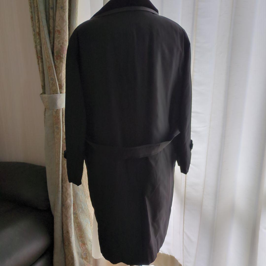 黒 ステンカラーコート ウエストベルト付き 黒 ステンカラーコート ウエストベルト付き