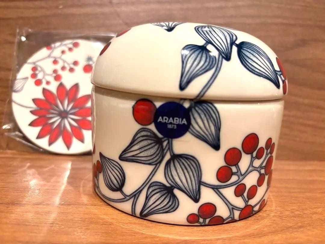 Arabia アラビア ルノ フロストベリー ジャー蓋付0.25Lコースター付きARABIA