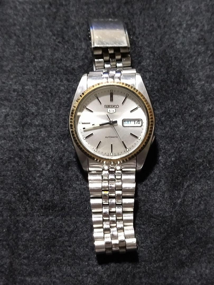 SEIKO 5 セイコー　ファイブ自動巻き時計 シルバー　稼働品