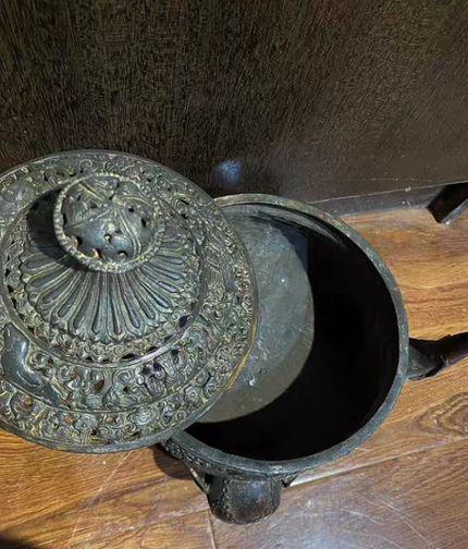 銅器 仏教 法器 香炉  古美術 コレクション品 銅製 工芸品 彫刻装飾品置物