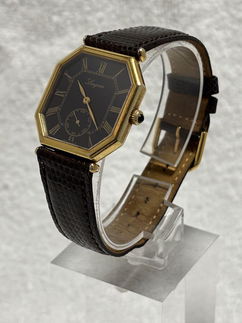 【美品】ロンジン オクタゴン 手巻き スモセコ ブラック【稼働品】メンズモデル