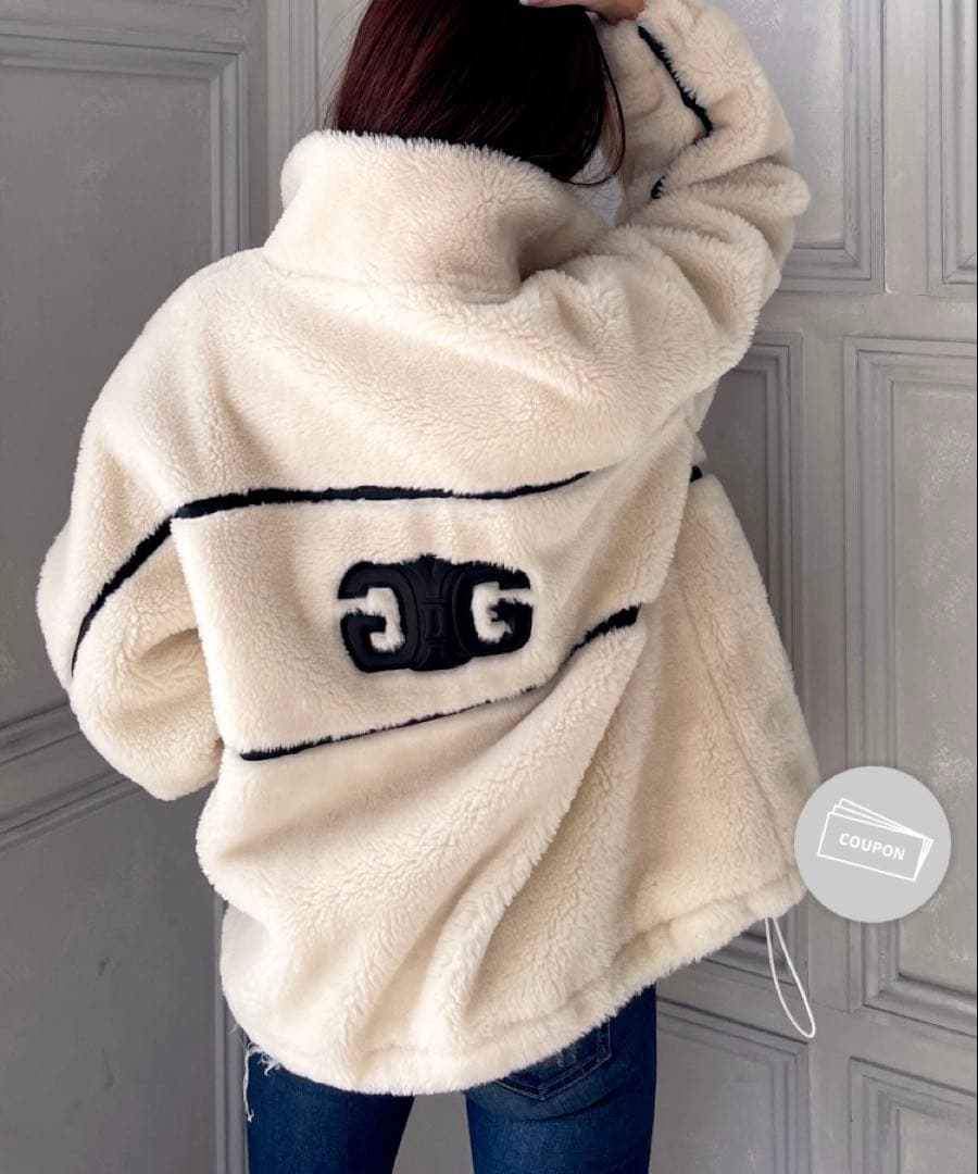 GYDA フェイクレザーライン ボアジャケット