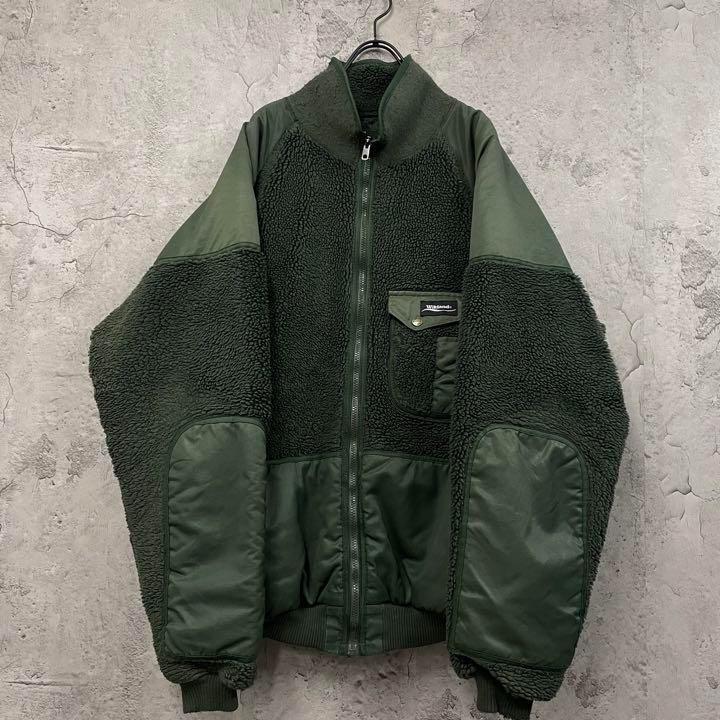 US古着◆ボアフリース ブルゾン カーキグリーン メンズ2XL