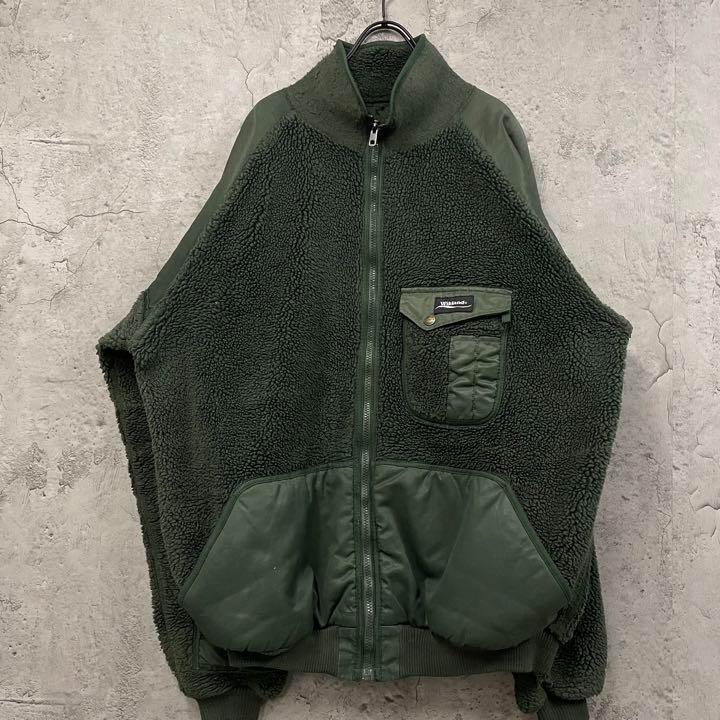 US古着◆ボアフリース ブルゾン カーキグリーン メンズ2XL